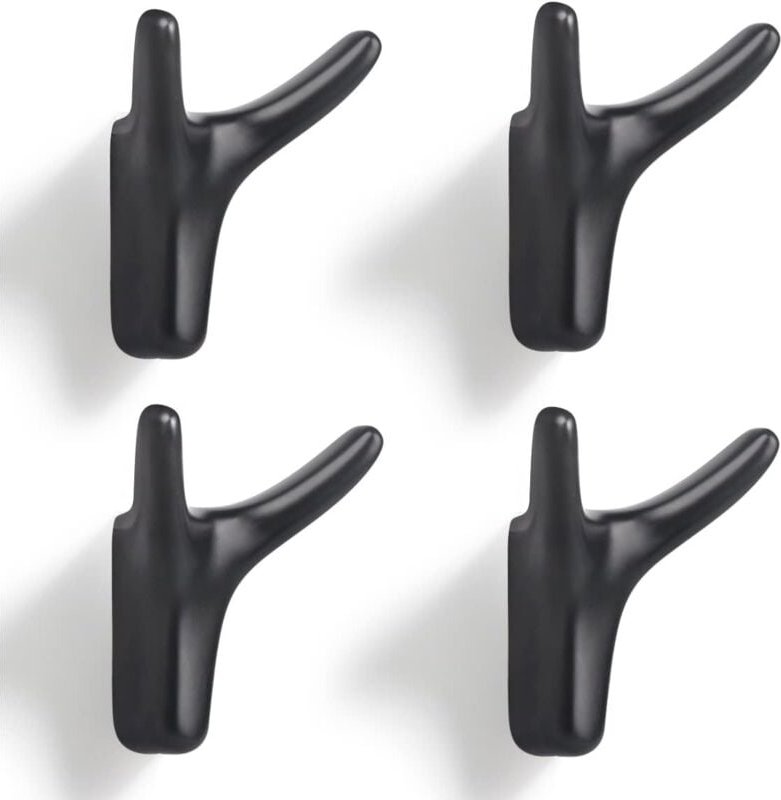 4er-Pack Kleider- und Huthaken mit doppelten Zinken für die Wandmontage, robuste Wandhaken aus massiver Zinklegierung zu...