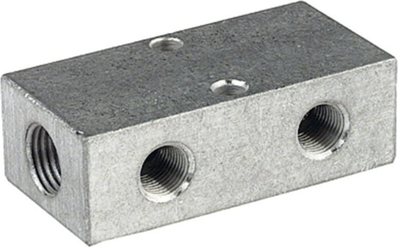 Riegler Verteilerleiste, Abgänge beidseitig, 2 x 1/8, 2 + 2 x M5, Alu