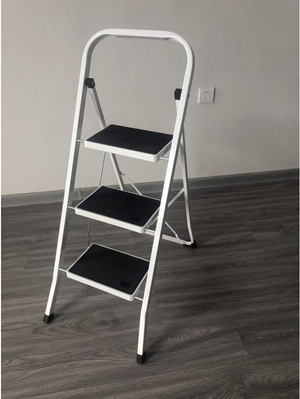 3-Stufen-Leiter, Hochleistungsstahl, tragbare Trittleiter mit rutschfester Gummimatte, Sicherheitsklapp-Stufenleiter, si...