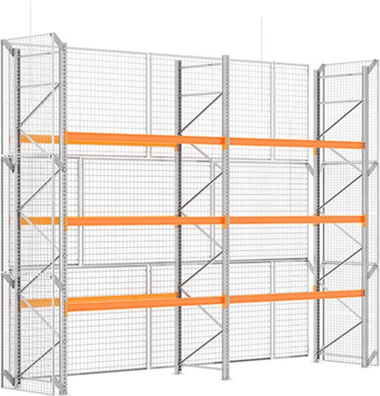 Palettenregale 3 Ebenen gesichert - Höhe 4500mm - Länge 5400mm - RAYPALSE/3N/45540
