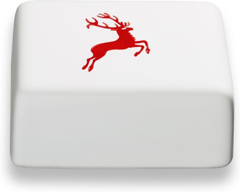 Gmundner Keramik - Rubinroter Hirsch, Oberteil Butterdose