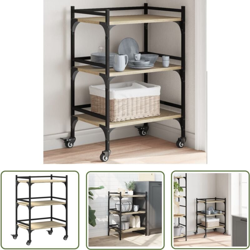 Küchenwagen Sonoma-Eiche 50x35x75,5 cm Holzwerkstoff - Küchentrolley - Küchenwagen - Vintage Küchentisch - Aufbewahrungs...