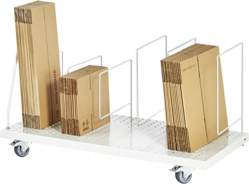 Kartonagenmagazin, fahrbar, B1000(915)xT650xH615mm, RAL7035 - RAU