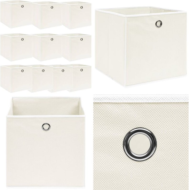 Aufbewahrungsboxen 10 Stk. Weiß 32x32x32 cm Stoff - Aufbewahrungsbox - Aufbewahrungsboxen - Home & Living