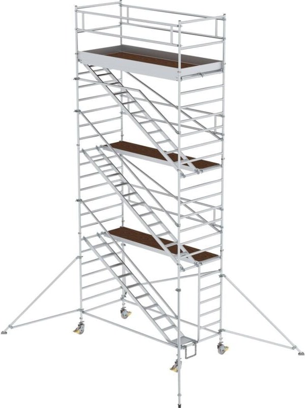 Günzburger Steigtechnik - Rollgerüst 1,35 x 3 m mit Schrägaufstiegen & Ausleger Plattformhöhe 6,35 m - 167320