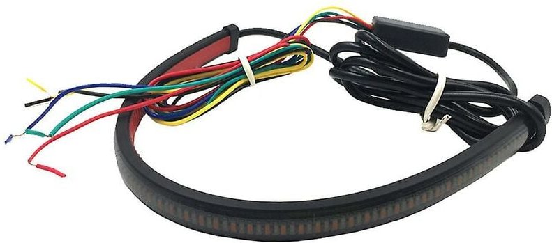 Woosien - Flexibler LED-Lichtstreifen für Motorräder mit Heckbrems-Blinker, Rücklicht, rot/bernsteinfarben