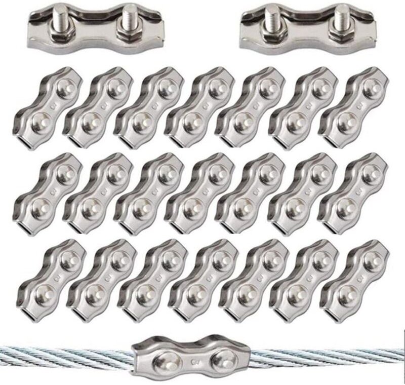 Thumbnail - 20 Stück Duplex-Clips M3 Drahtseilklemmen Edelstahl 304 Duplex-Klemmen für 3 mm Drahtseil-Takelage