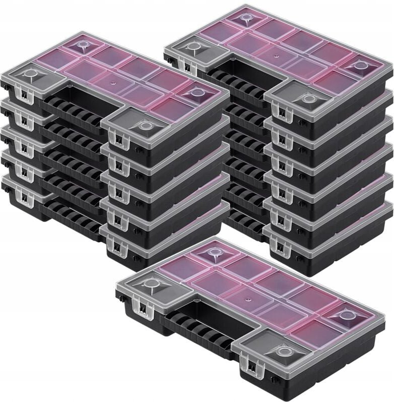 Organizer, Werkzeugkasten aus Kunststoff, 28 x 18 cm, 12 Stück - Kadax