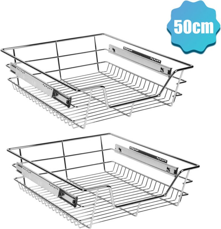 6x Küchenschublade 50cm Vollauszug 25kg Belastbar Montagematerial Verchromt Küche Teleskopschublade Korbauszug Schrankau...