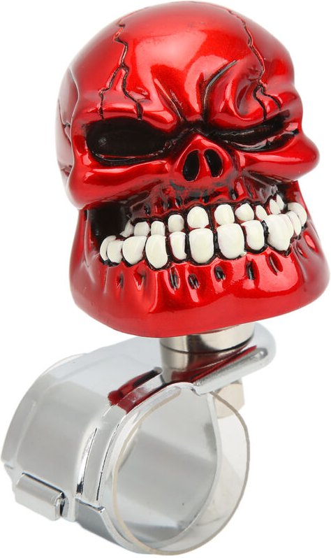 Jeffergarden - Totenkopf-Lenkradknauf, Spinner, Suicide-Power-Griff für Autos, LKWs, Traktoren, Boote, Rot