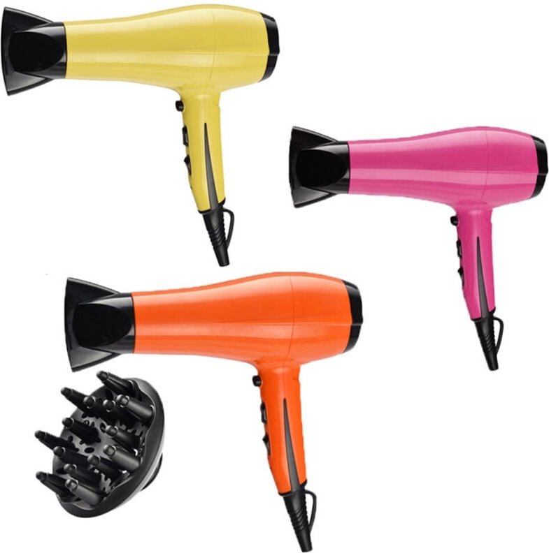 Trade Shop - ASCIUGACAPELLI 2200 WATT CON DIFFUSORE CAPELLI PHON PULSANTE GETTO ARIA FREDDA OCCHIELLO -