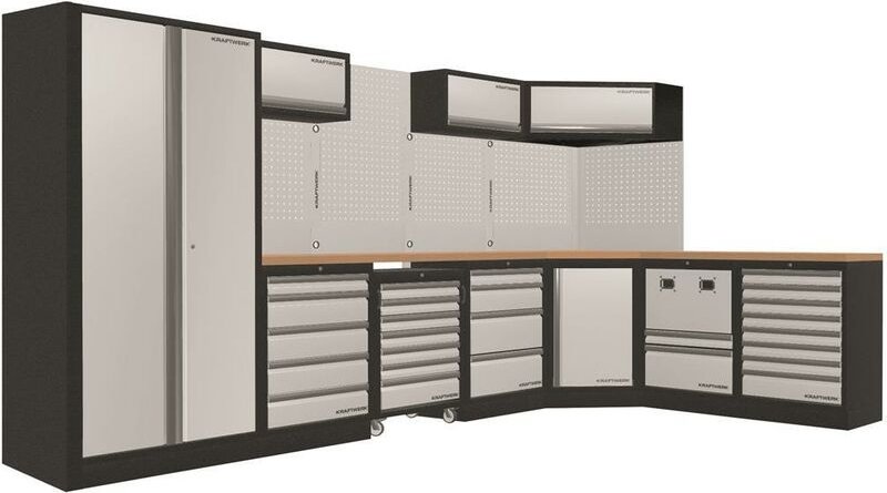 Kraftwerk - mobilio 7er Komplett-Kombi mit Lochwand, Buche Multiplex