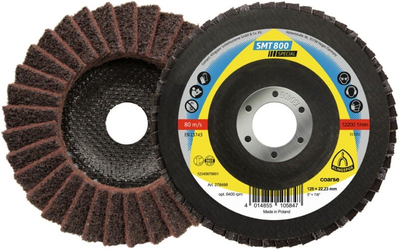 Klingspor - smt 800 Schleifmopteller Vlies, 125 x 22,23 mm Very Fine Korund gewölbt 5 Stk