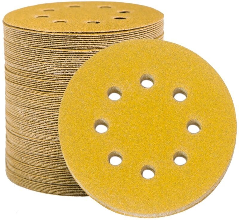 Schleifscheiben Schleifpapier 125 mm, 100 Schleifscheiben Schleifer Runde Schleifpads 8 Löcher 80er Körnung zum Schleife...