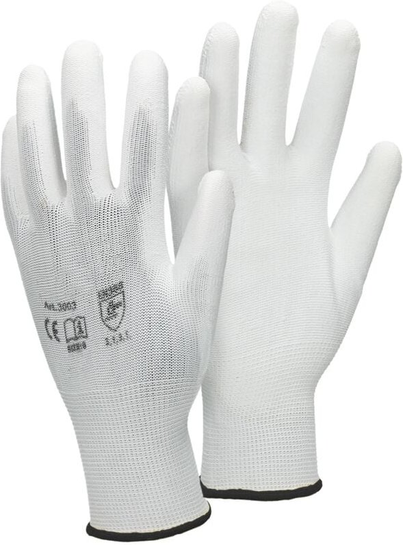 Ecd Germany - 1 Paar Arbeitshandschuhe mit PU-Beschichtung, Größe 10-XL, Weiß, atmungsaktiv, rutschfest, robust, Mechani...