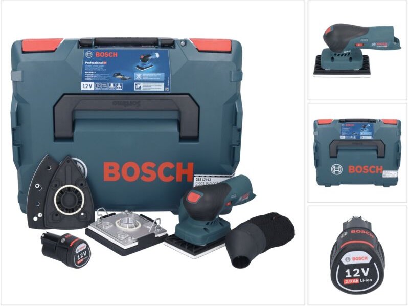 Bosch gss 12V-13 Professional Akku Schwingschleifer 12 v + 1x Akku 2,0 Ah + l-boxx - ohne Ladegerät