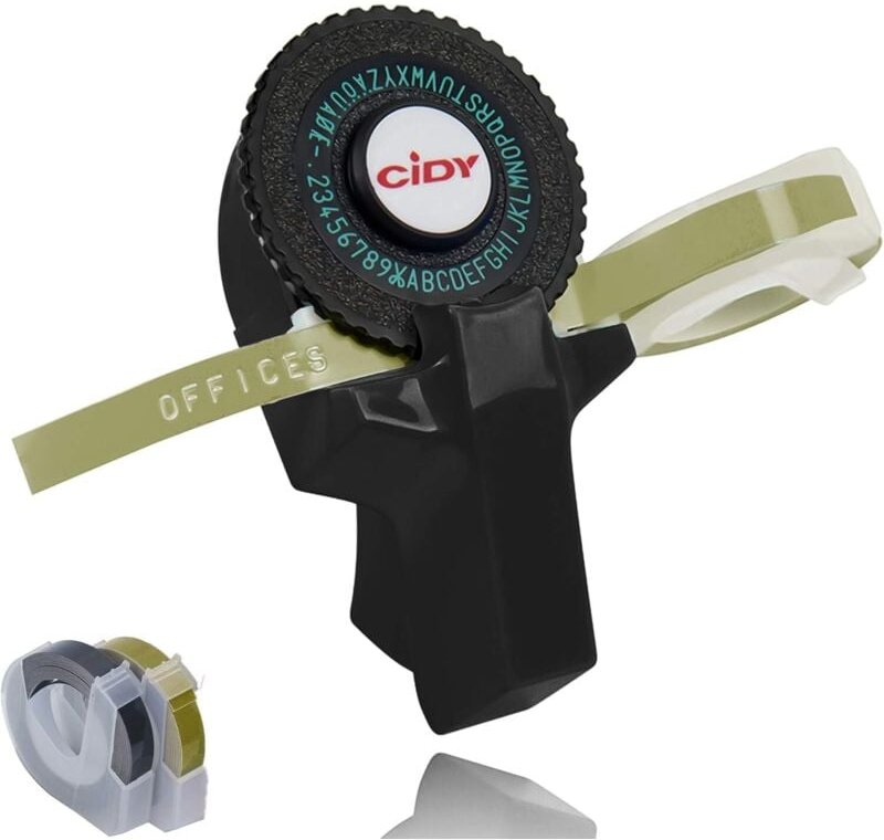 Lntyq - Mini 3D-Etikettendrucker Click Kleine DIY-Schreibmaschine Schreibmaschine mit Buchstabenplatte und Schneidband