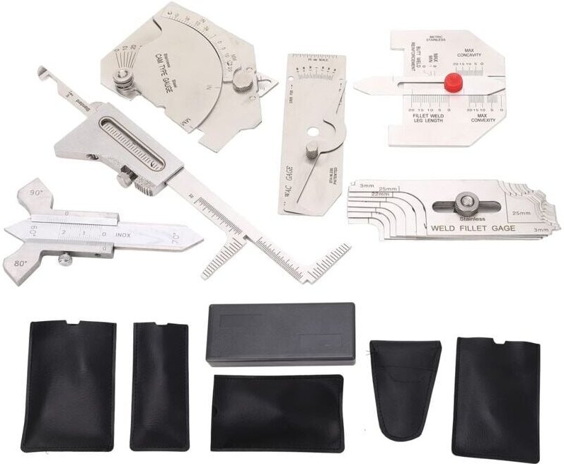 6-teiliges Kehlnahtlehren-Set, Kehlnaht-Inspektionslehren-Set, inklusive Hi-Lo-Lehre, Winkelmesswerkzeug