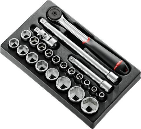 Modul 23 Stück Knarre Steckschlüsseleinsätze 1/2 6-fach metrisch Facom MOD.S161-36PB