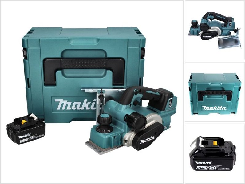 Makita DKP 181 F1J Akku Hobel Falzhobel 82 mm 18 V Brushless + 1x Akku 3,0 Ah + Makpac - ohne Ladegerät