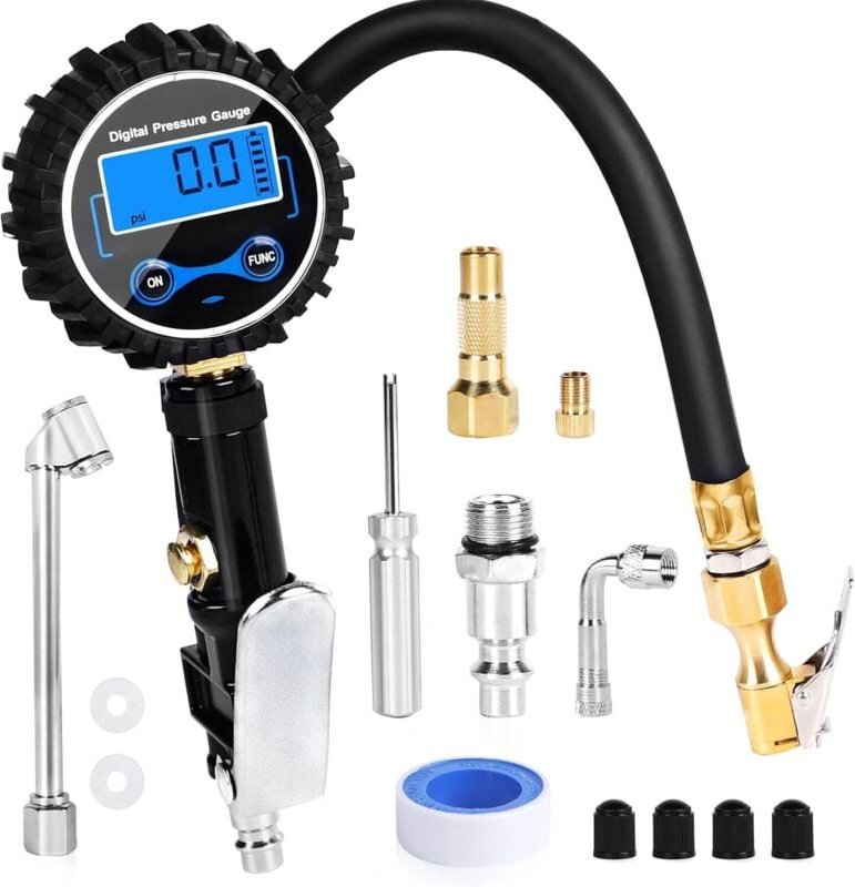 Thumbnail - Reifenfüller, Manometer, Luftdruck-Inflator, digitaler Reifenfüller, 200 psi, hochpräzises kalibriertes Druckmessgerät f...