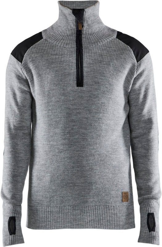 Arbeits-Sweatshirt aus Wolle mit Reißverschlusskragen 4630 - Meliert Grau/Dunkelgrau XL