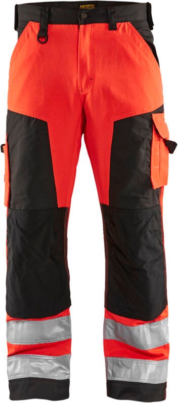 Hochsichtbare Arbeitshose 1566 - Neonrot/Schwarz 3XL - FR(54) - SE(C60) - Kurz