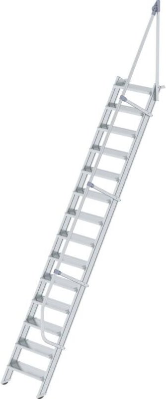 Günzburger Steigtechnik - Treppe 60° Stufenbreite 600 mm 14 Stufen Aluminium geriffelt - 600214