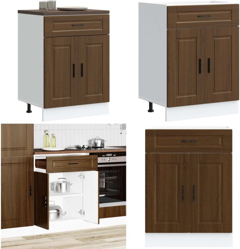 Küchenunterschrank Porto Braun Eichen-Optik Holzwerkstoff - Vidaxl