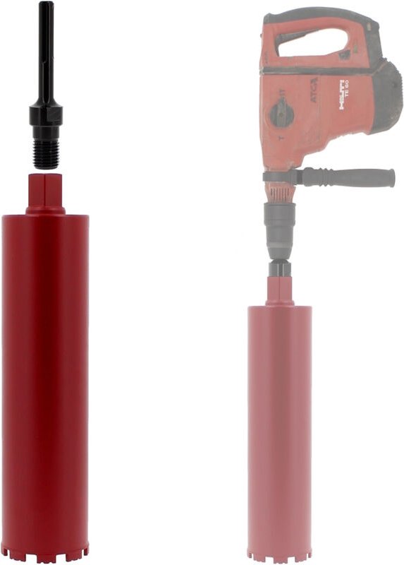 Diamantbohrkrone Ø 108 mm mit Adapter für Bohrmaschine und SDS-max-Bohrhammer
