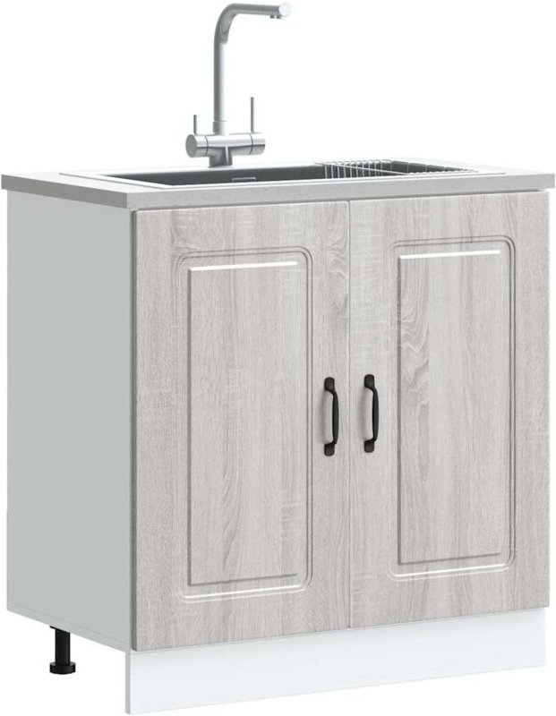 Spülenunterschrank Kalmar Grau Sonoma 80x46x81,5 cm - Vidaxl