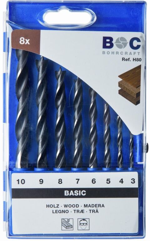 Holzbohrer-Set H80 // 3 - 10 x 1,0 / 8-tlg. Bohrcraft 31001430008