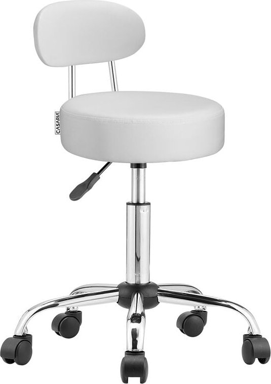 Rollhocker mit Lehne Höhenverstellbar 10cm Polsterung 360°C Drehbar 46-60cm Sitzhöhe Küche Bürohocker Drehhocker Arbeits...