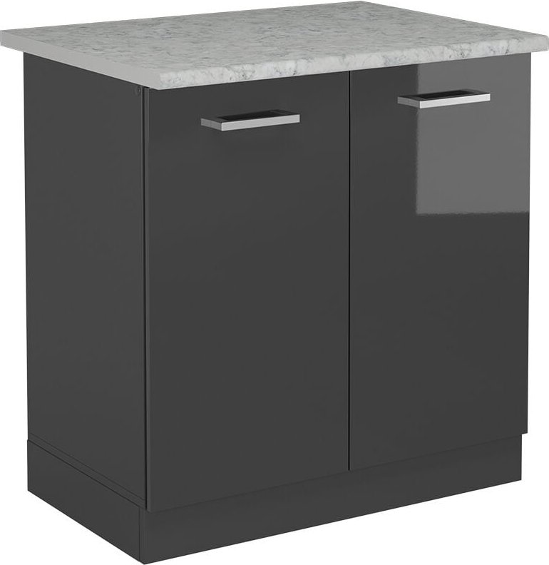 Thumbnail - Vicco - Küchenunterschrank R-Line, Anthrazit Hochglanz, 80 cm ap Marmor