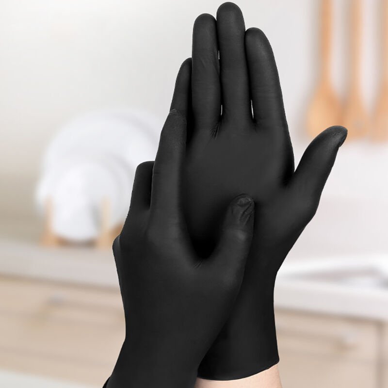 Nitril Einweghandschuhe, 100 Stück/Box, Nitrilhandschuhe Größe Puderfrei und Latexfrei für Mechaniker, Tätowierer, Kosme...