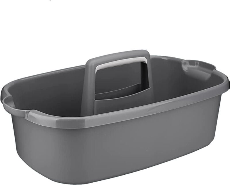 Tlily - Aufbewahrungskorb aus Kunststoff, tragbarer Duschkorb mit Griff für Badezimmer, Schlafzimmer, Küche, Dunkelgrau