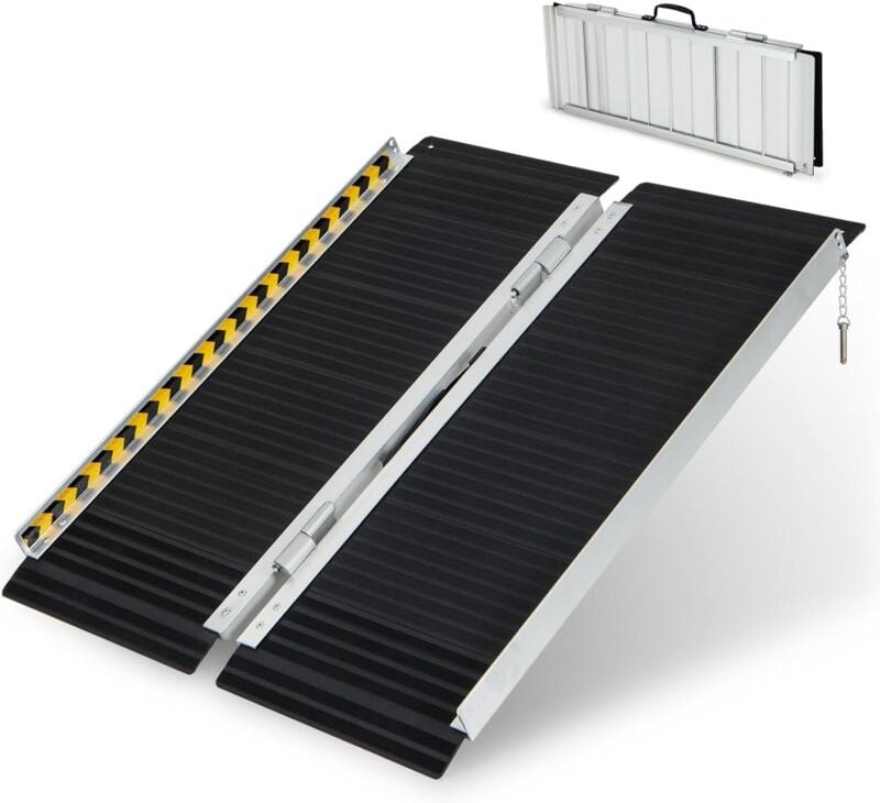 Thumbnail - Costway - Rollstuhlrampe 122 cm, Klapprampe Tragbar & Anti-Rutsch bis zu 272KG belastbar, Auffahrrampe Aluminium, Schwel...
