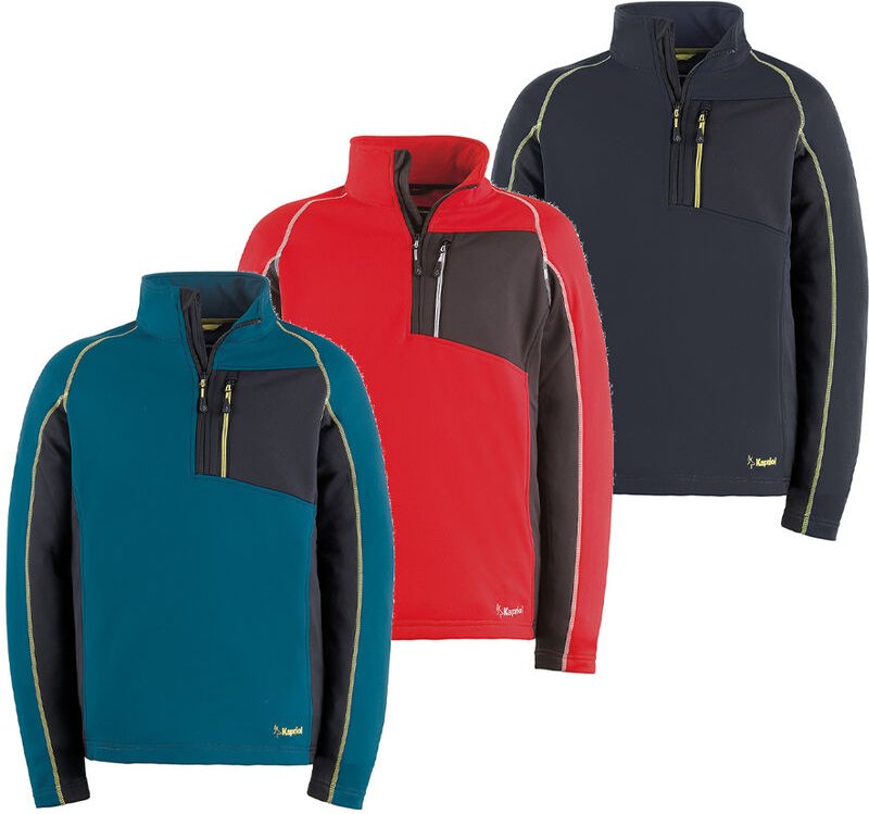 Kapriol Tech Arbeits-Sweatshirt mit kurzem Reißverschluss - XL - Petroleumfarbe