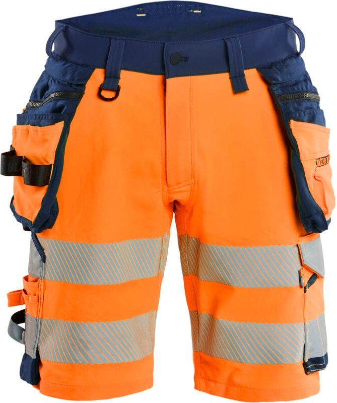 Thumbnail - Kurze Hochsichtbarkeits-Arbeitsshorts Stretch 4D 1120 – Orange/Navy XL – FR(50) – SE(C56) – Normen