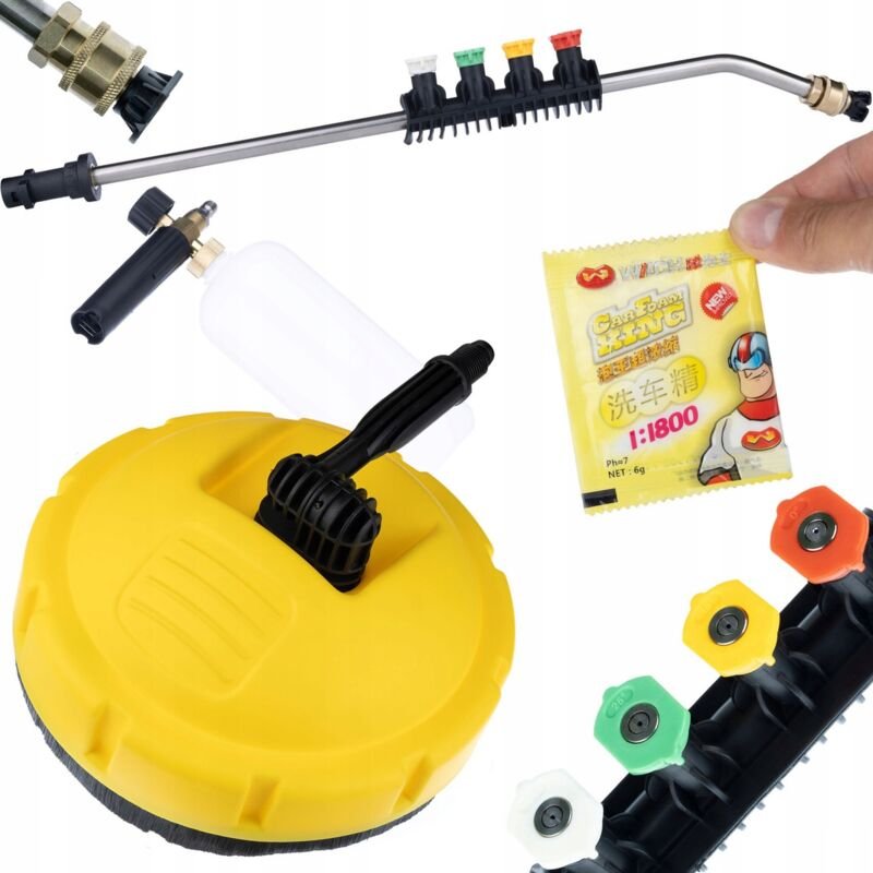 Thumbnail - Rosfix-Bürste für Karcher-Hochdruckreiniger + Lanze für einen 1/4-Zoll-Hochdruckreiniger, gebogen, 15+5 Düsen und ein Gr...