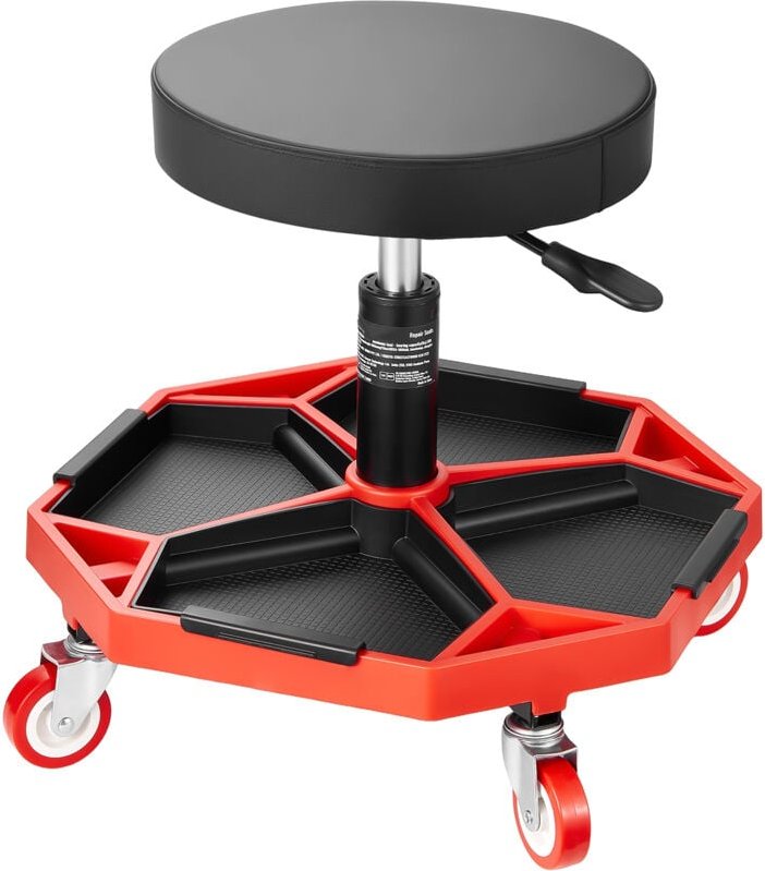 Rollbarer Werkstatthocker mit 136 kg Tragkraft, höhenverstellbar (420–550 mm), ideal für Garage und Werkstatt. Inklusive...