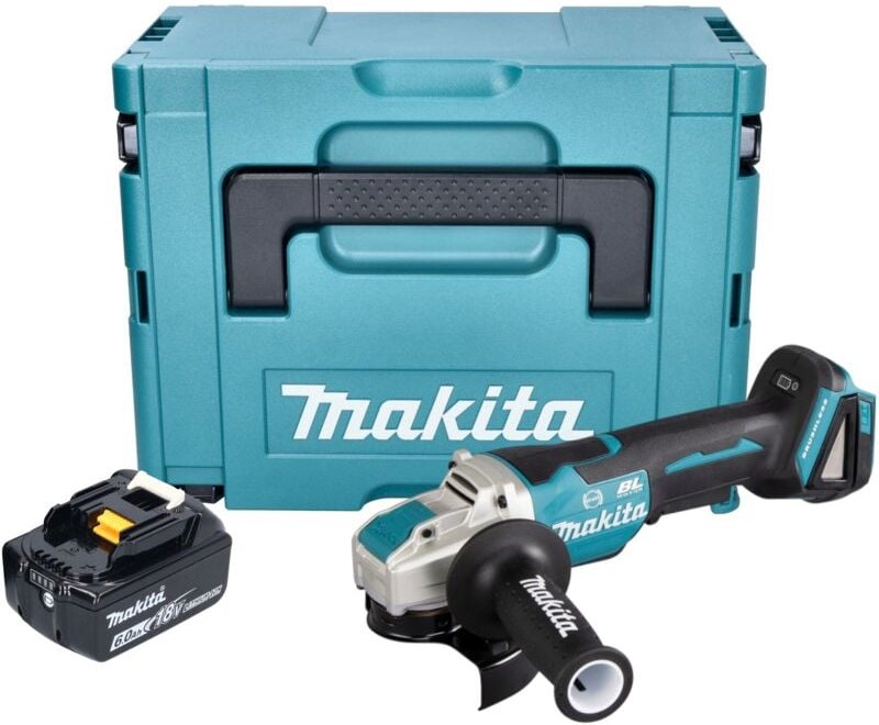 Dga 520 G1JX1 Akku Winkelschleifer 18 v 125 mm x-lock Brushless + 1x Akku 6,0 Ah + Makpac - ohne Ladegerät - Makita
