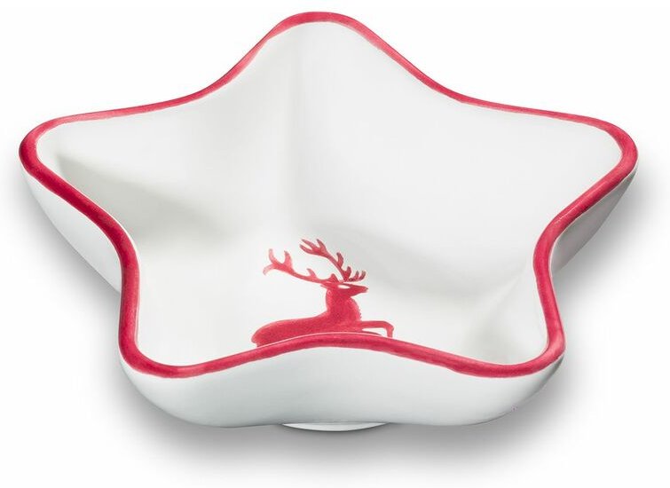 Thumbnail - Gmundner Keramik - Bordeauxr. Hirsch, Sternschale (l: 14cm)