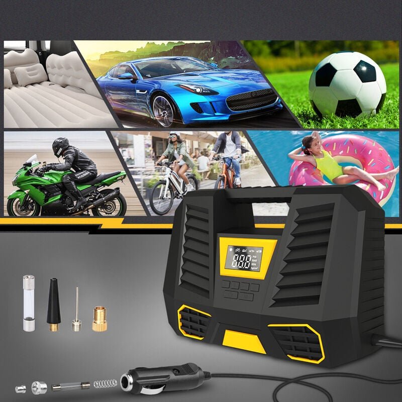 Thumbnail - Tragbarer Luftkompressor-Akku, 6000 mAh, schnelles Aufpumpen, 12-V-Autokompressor, Mini-Autoreifenfüller mit LED-Licht, ...