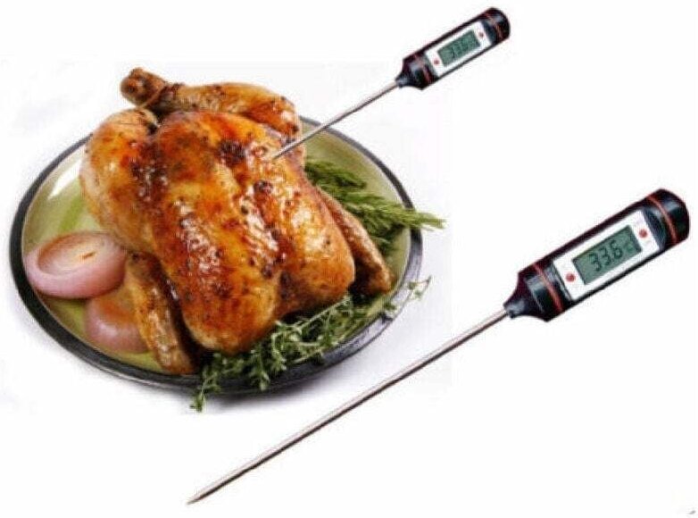 Ymyny - Digitales Küchenthermometer mit Sofortanzeige, LCD-Display, lange Sonde –