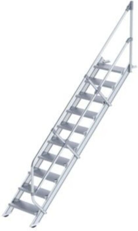 Günzburger Steigtechnik - Treppe 45° Stufenbreite 600 mm 10 Stufen Aluminium geriffelt - 600250