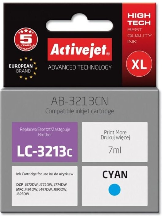 Thumbnail - Activejet AB-3213CN Supreme - Cyan-Tinte für Brother-Drucker, Ersatz für LC3213C