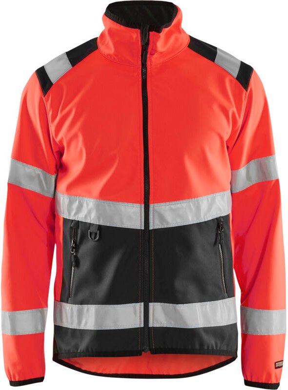Hochsichtbare Softshell-Arbeitsjacke 4877 – Neonrot / Anthrazitgrau L