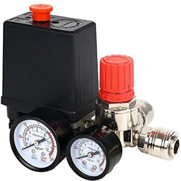 Druckschalter, Luftkompressor, Druckregler, Kompressor mit Manometer, Schalter, Luftkompressor, Regelventil