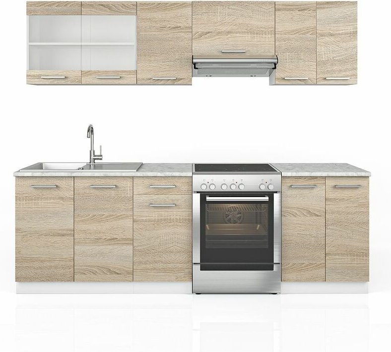 Thumbnail - Küchenzeile Raul, Sonoma, 240 cm , ap Marmor Vicco